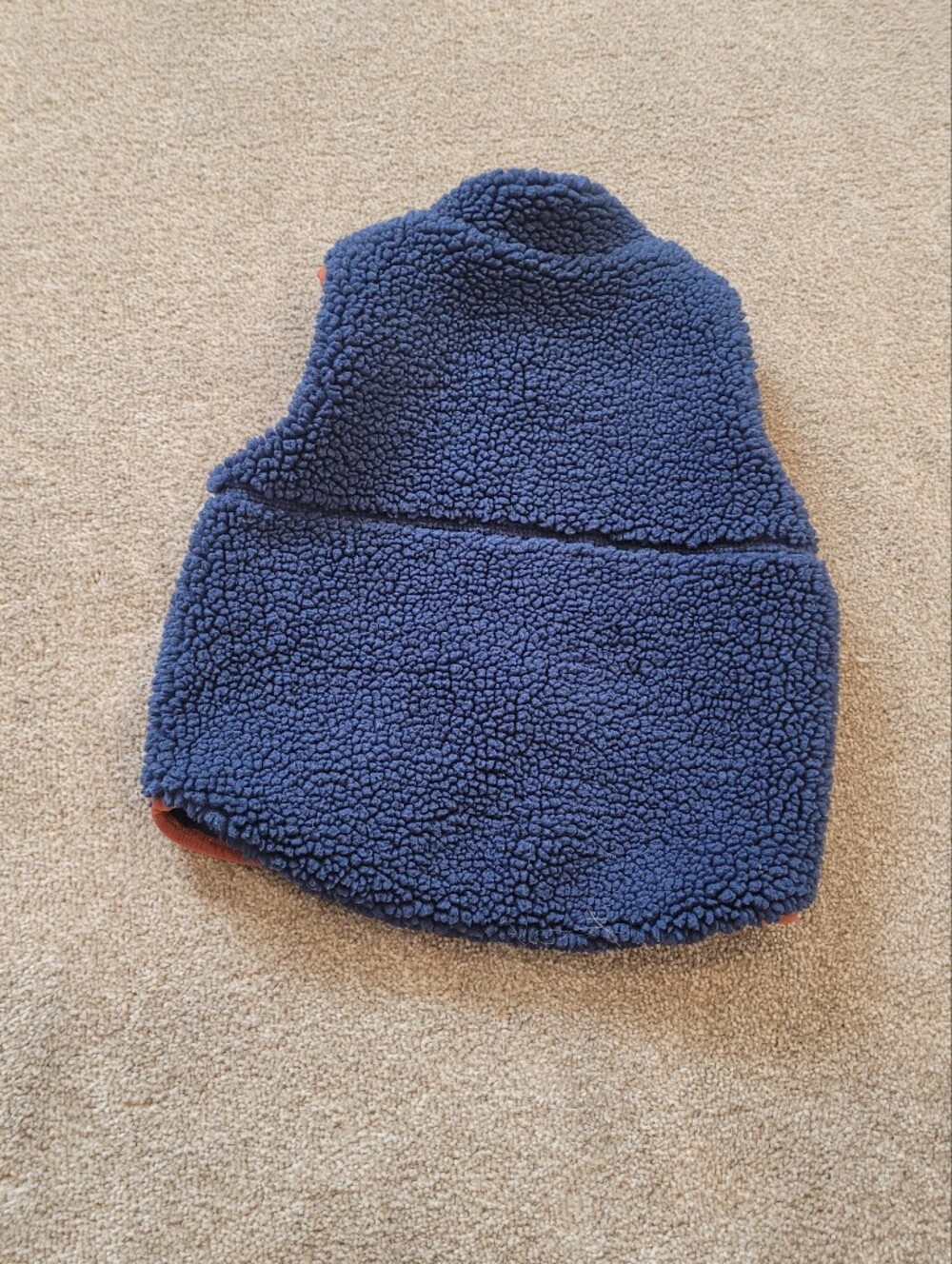 Hanna Andersson Kids Blue Sherpa Vest with Rust Trim Size 2T - Picture 4 of 4